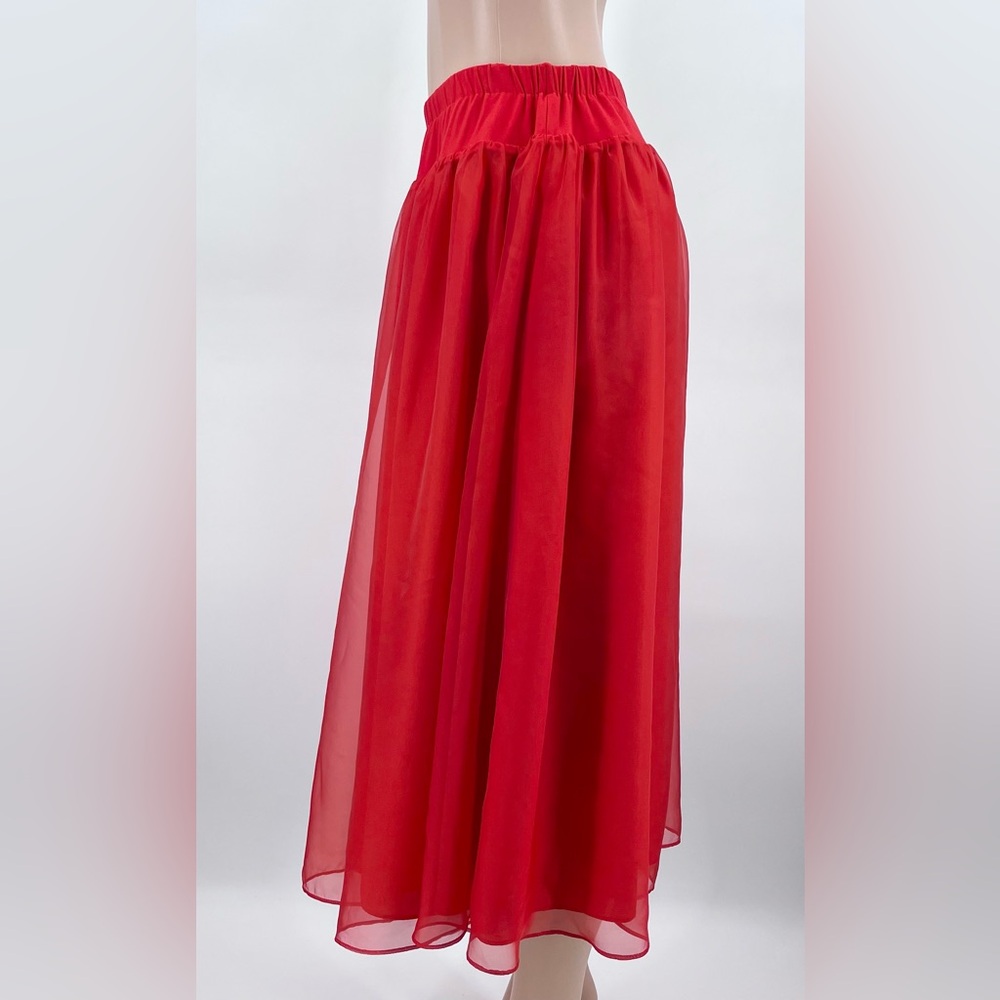 Reformation Nuria Red Drop Waist Retro Tulle Formal Midi Skirt Size Medium - Picture 9 of 12